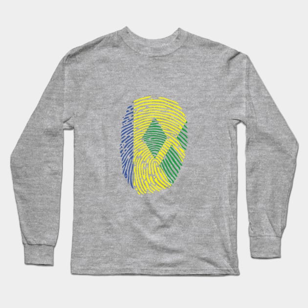 ST. VINCENT AND THE GRENADINES FINGER PRINT - CARNIVAL CARIBANA TRINI PARTY DJ Long Sleeve T-Shirt by FETERS & LIMERS